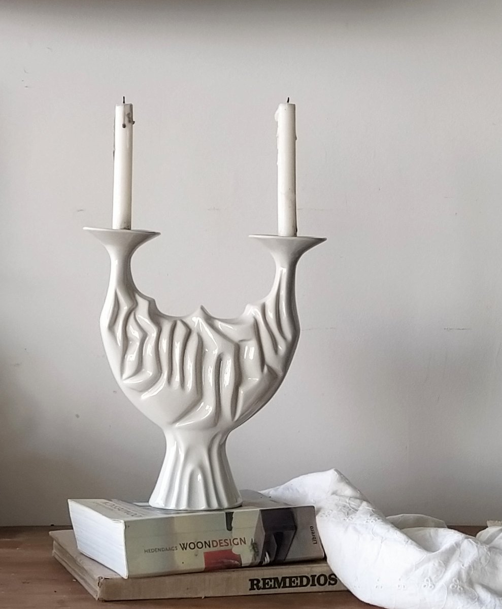 פמוט קרמיקה לבן 'נעמן'